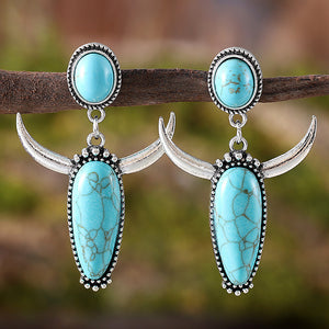 Turquoise Cow Head Earrings