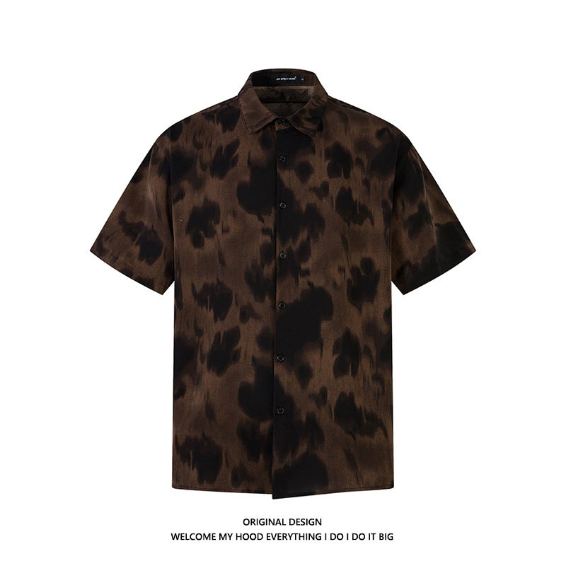 Hawaii Summer Men's New Cuban Collar Printed Short Sleeve Shirt