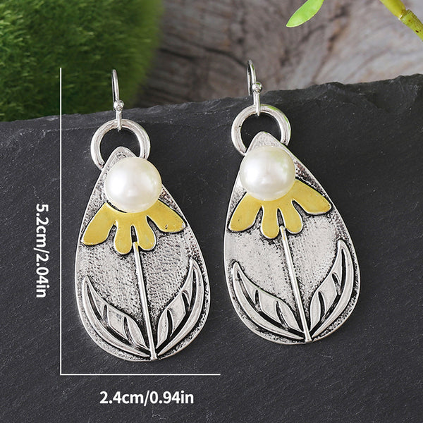 Water Drops Cubic Lace Leaf Earrings