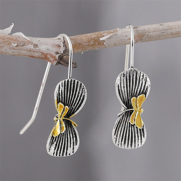 Personalized Dragonfly Embossed Bow Styled Earrings