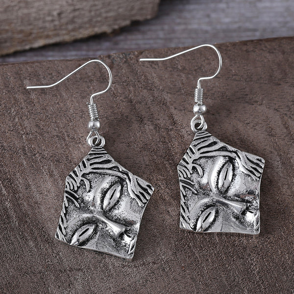 Exaggerated Tribal Human Face Styled Earrings