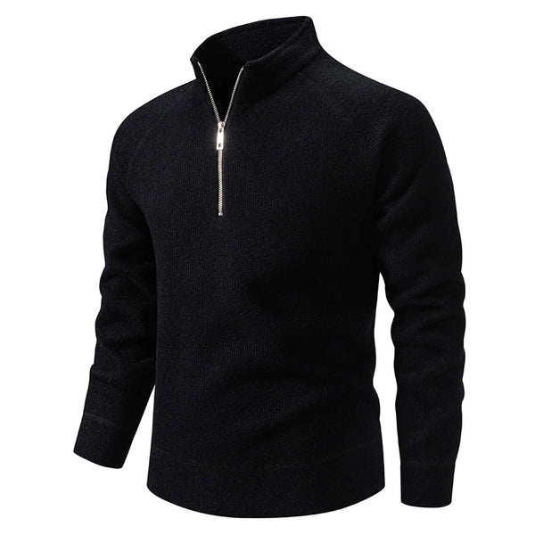 Men's Thickened Stand-Up Collar Half-Zip Slim-Fit Knit Sweater