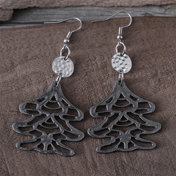 Hollow Christmas Tree Earrings