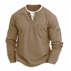 Men's Double-Layer V-Neck Autumn/Winter Patchwork Oversized Long Sleeved Shirt