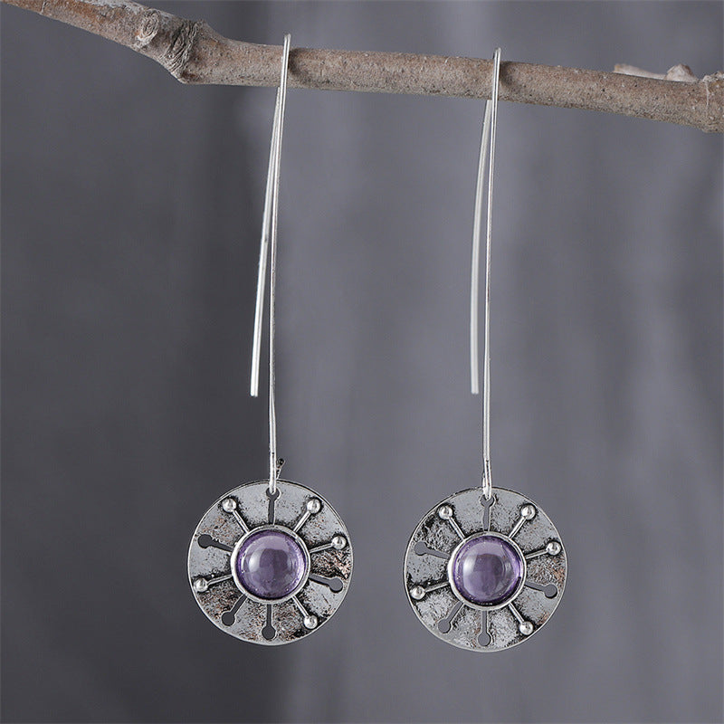 Personalized Disc Sun Dangle Earrings