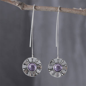 Personalized Disc Sun Dangle Earrings