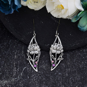 Skeleton and Diamonds Floral Earrings