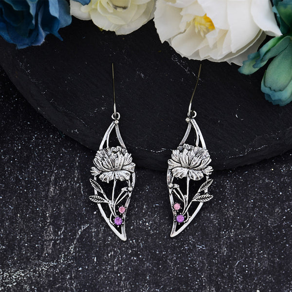 Skeleton and Diamonds Floral Earrings