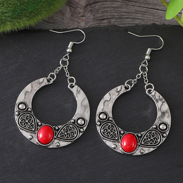 Geometric Circles Natural Stone Earrings