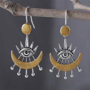 Personalized Eye of Horus Moon Earrings
