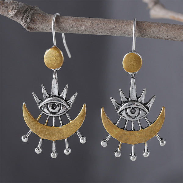 Personalized Eye of Horus Moon Earrings