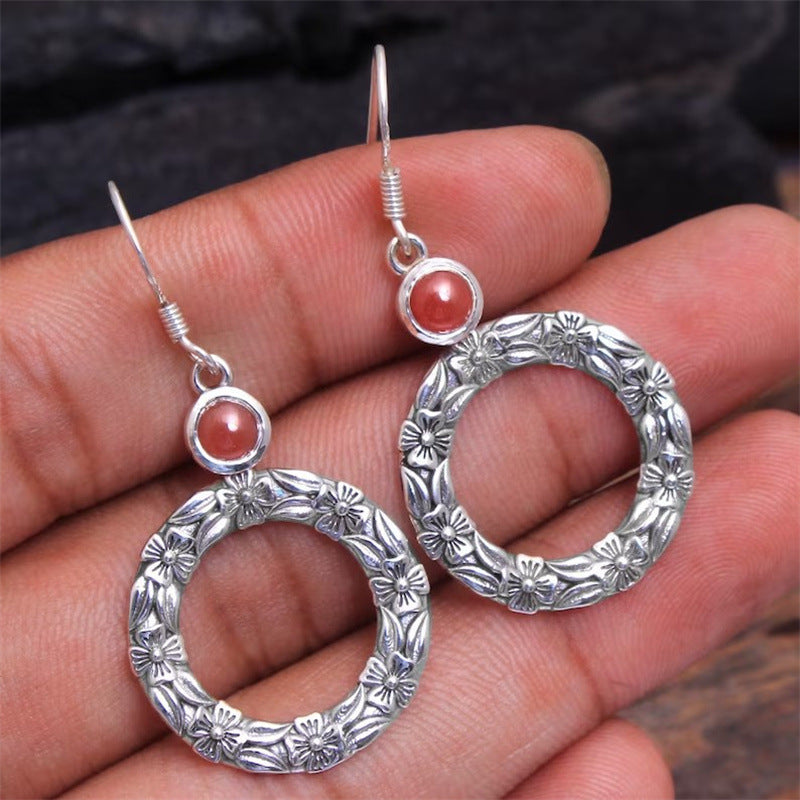 Fashion Retro Circle Small Flower Earrings Alloy Earrings