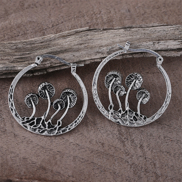 Vintage Personalized Geometric Mushroom Earrings