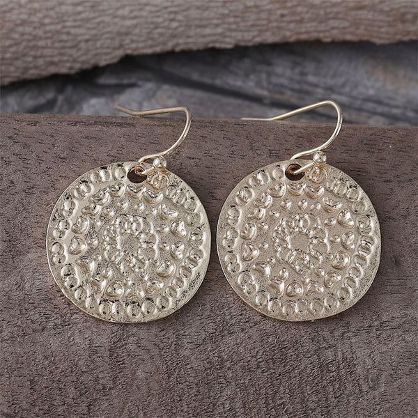Personalized Geometric Round Floral Earrings