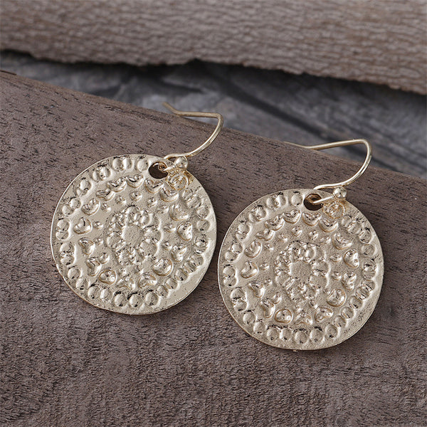 Personalized Geometric Round Floral Earrings