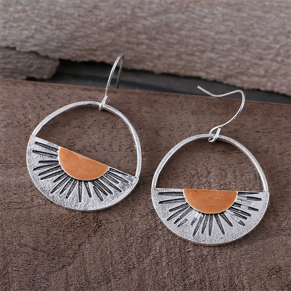 Orange Half Circle Cutout Sunset Earrings