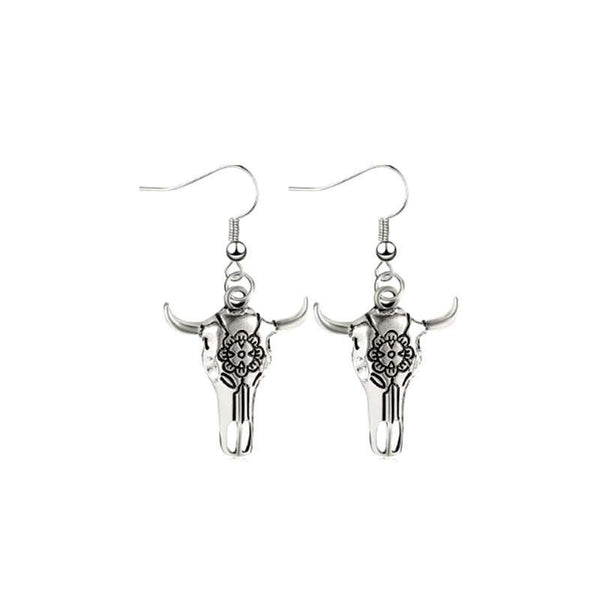 Cowboy Style Cow Head Dangle Earrings