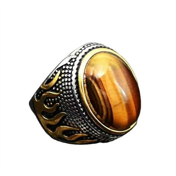 Fashion Retro Style Textured Tiger Eye Ring