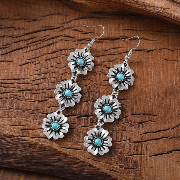 Vintage Small Flower Turquoise Earrings