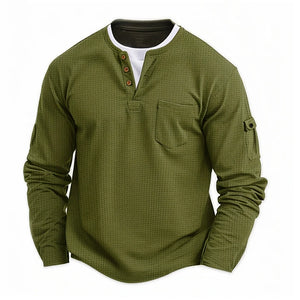 Men's Double-Layer V-Neck Autumn/Winter Patchwork Oversized Long Sleeved Shirt