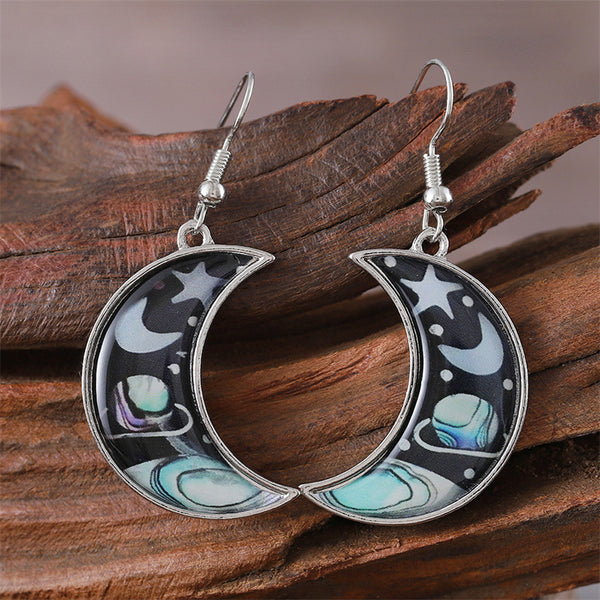 Vintage Style Planet Moon Earrings