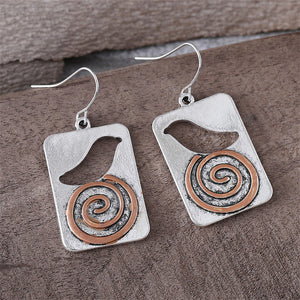 Personalized Bird Spiral Dangle Earrings