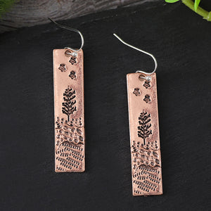 Square Woods Flower Earrings