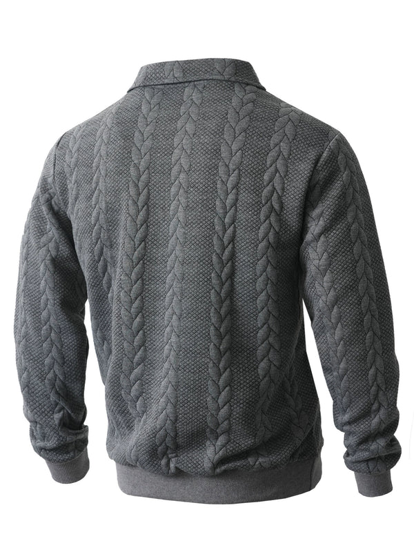 Men's Jacquard Collar Sweater Casual Long-Sleeve Knit Pullover