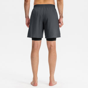 Men's Skinny High Stretch Quick Dry Double Layer Workout Shorts