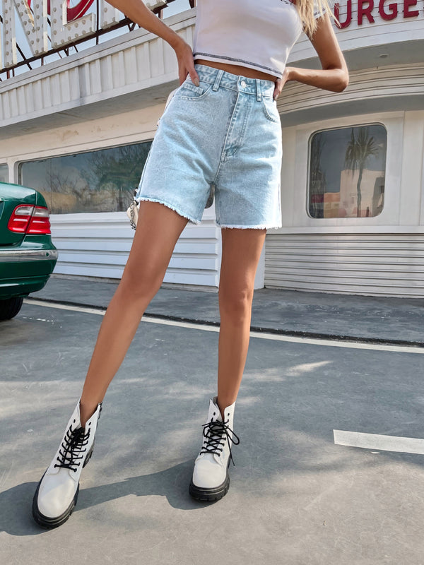 40-Spot-30760 #European and American trend loose casual high waist loose and thin women's denim shorts