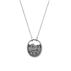 Horse and Mountain Pendant Necklace