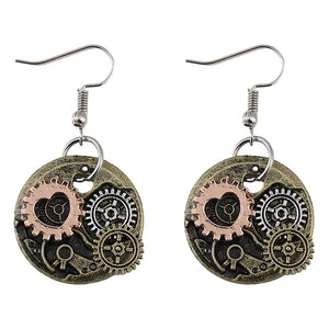 Vintage Mechanical Gear Dangle Earrings