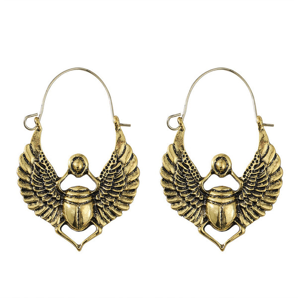 Vintage Ancient Egyptian Gold Beetle Earrings