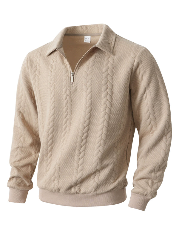 Men's Jacquard Collar Sweater Casual Long-Sleeve Knit Pullover