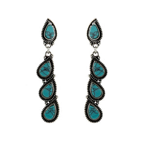 Teardrop Leaf Turquoise Vintage Long Earrings