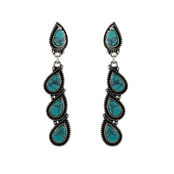 Teardrop Leaf Turquoise Vintage Long Earrings