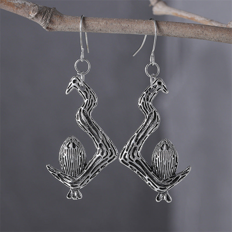 Vintage Simple Twig Owl Earrings