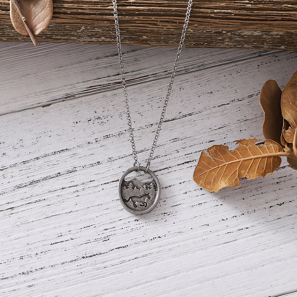 Horse and Mountain Pendant Necklace