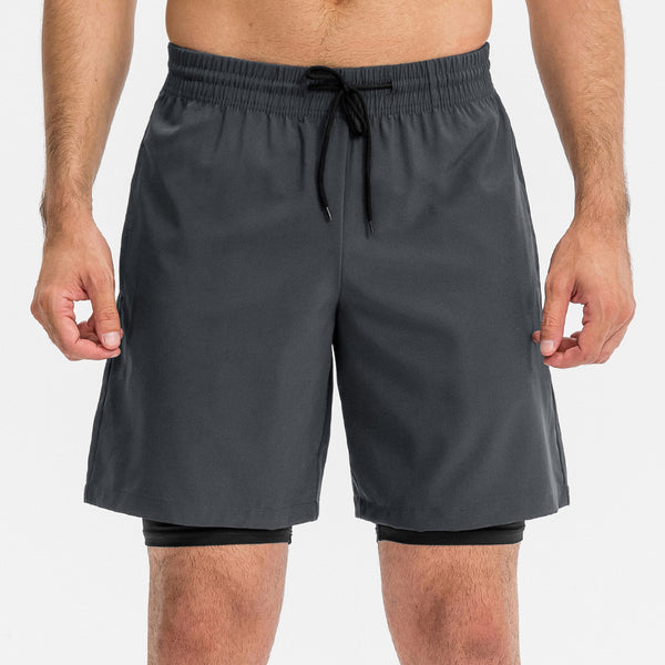 Men's Skinny High Stretch Quick Dry Double Layer Workout Shorts