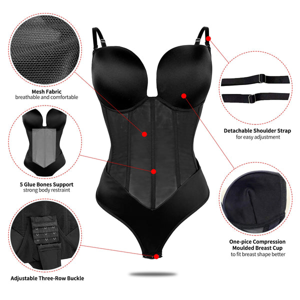 Strapless Bodysuit Shapewear Tummy Control Corset Backless Shaping Bra Bodysuit
