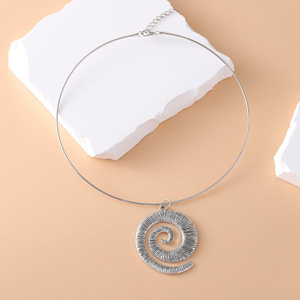 Geometric Spiral Pendant Collar