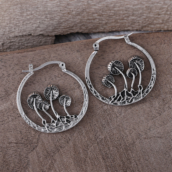 Vintage Personalized Geometric Mushroom Earrings