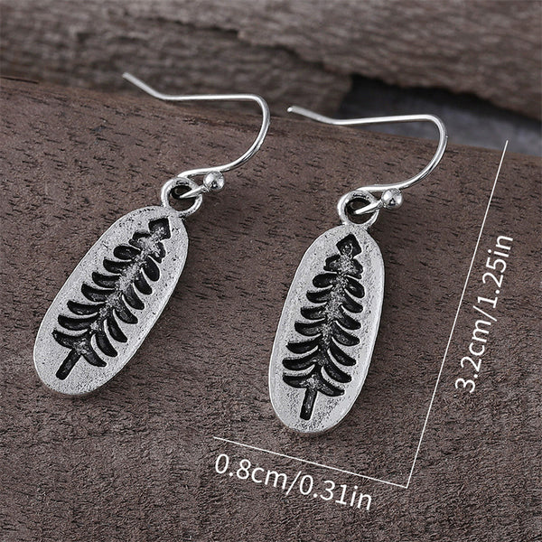 Vintage Oval Pine Pattern Earrings