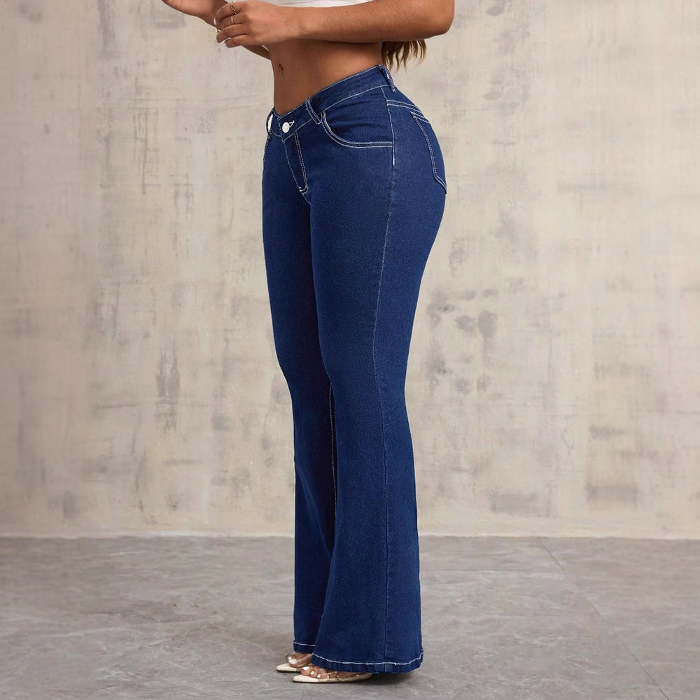 X-Spot-65775 #Amazon Cross-border Women's Clothing European and American Foreign Trade Fashion Versatile Slim-fit Elastic Denim Trousers