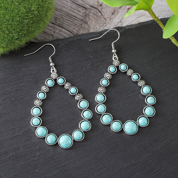 Teardrop Flower Turquoise Earrings
