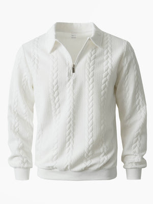 Men's Jacquard Collar Sweater Casual Long-Sleeve Knit Pullover