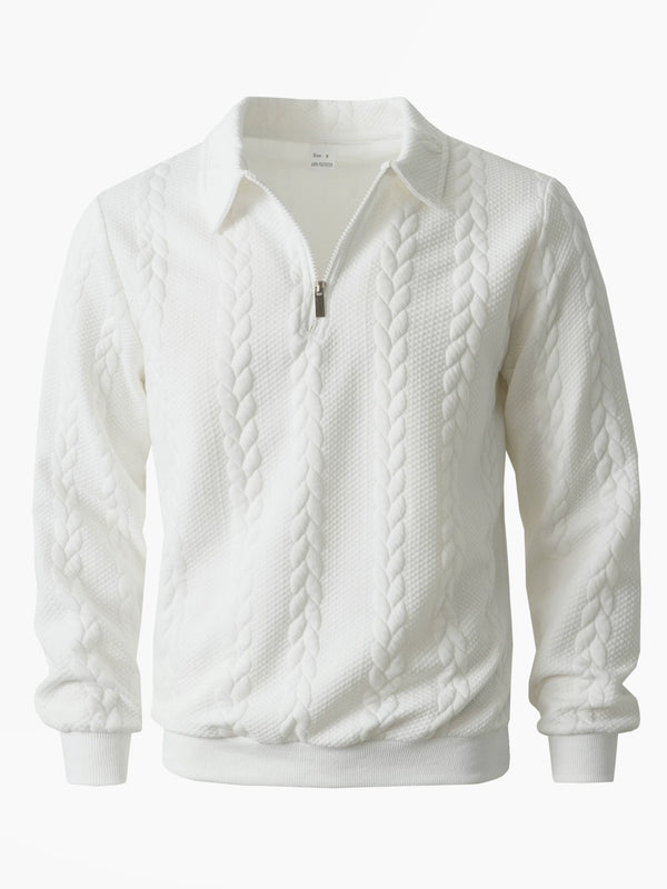 Men's Jacquard Collar Sweater Casual Long-Sleeve Knit Pullover