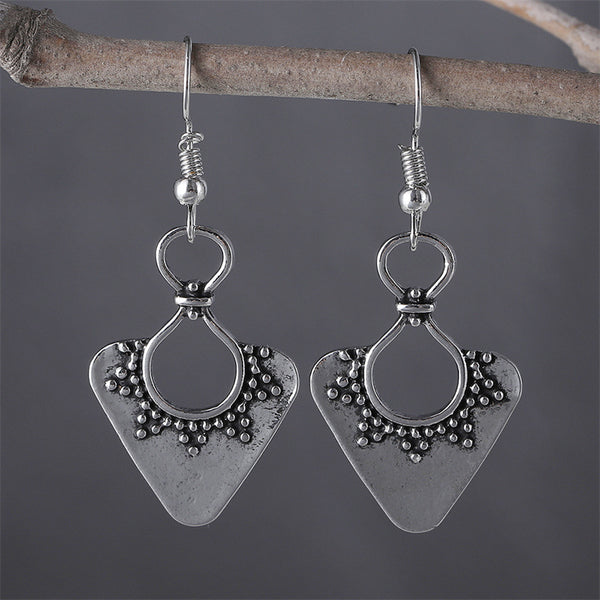 Simple Geometric Triangle Floral Earrings