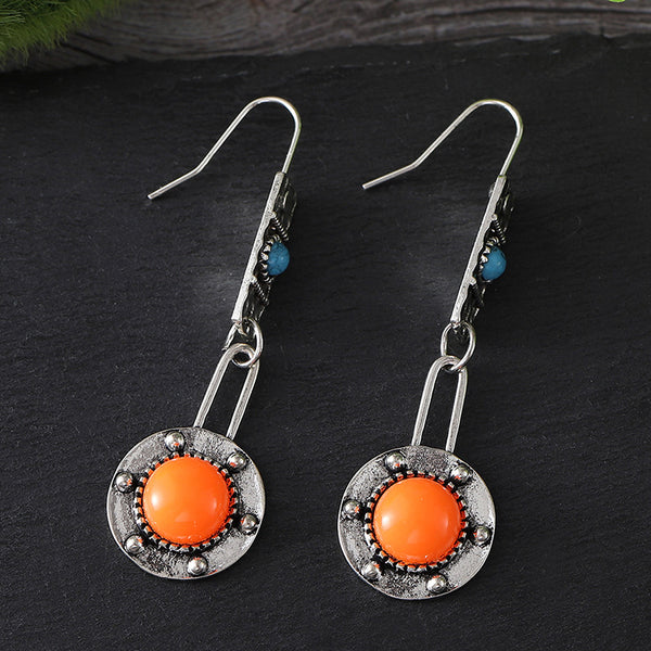 Vintage Geometric Round Piece Earrings