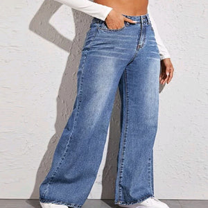 2020 European and American foreign trade explosion cat beard horse willow loose high waist wide leg jeans women